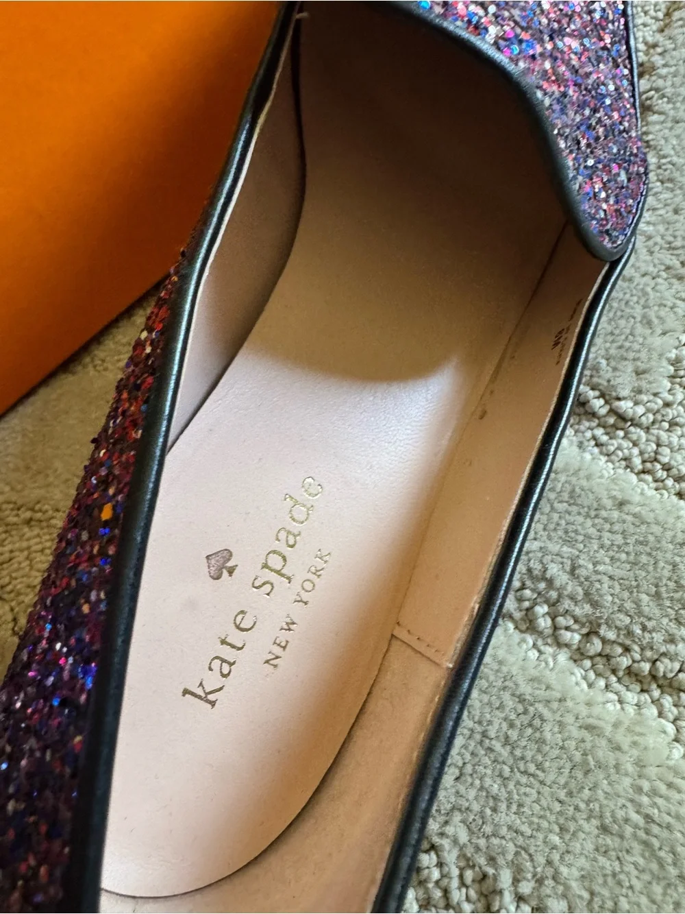 kate spade Purple Glitter Pointed Toe Flats - Picture 2 of 3